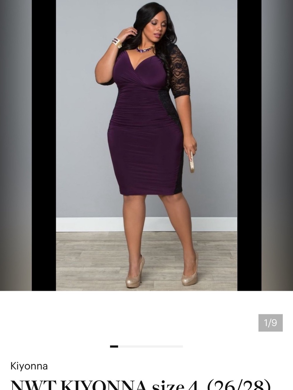 Kiyonna Purple Black Lace Valentina Illusion Dress Plus Size 3X (22-24) BodyCon